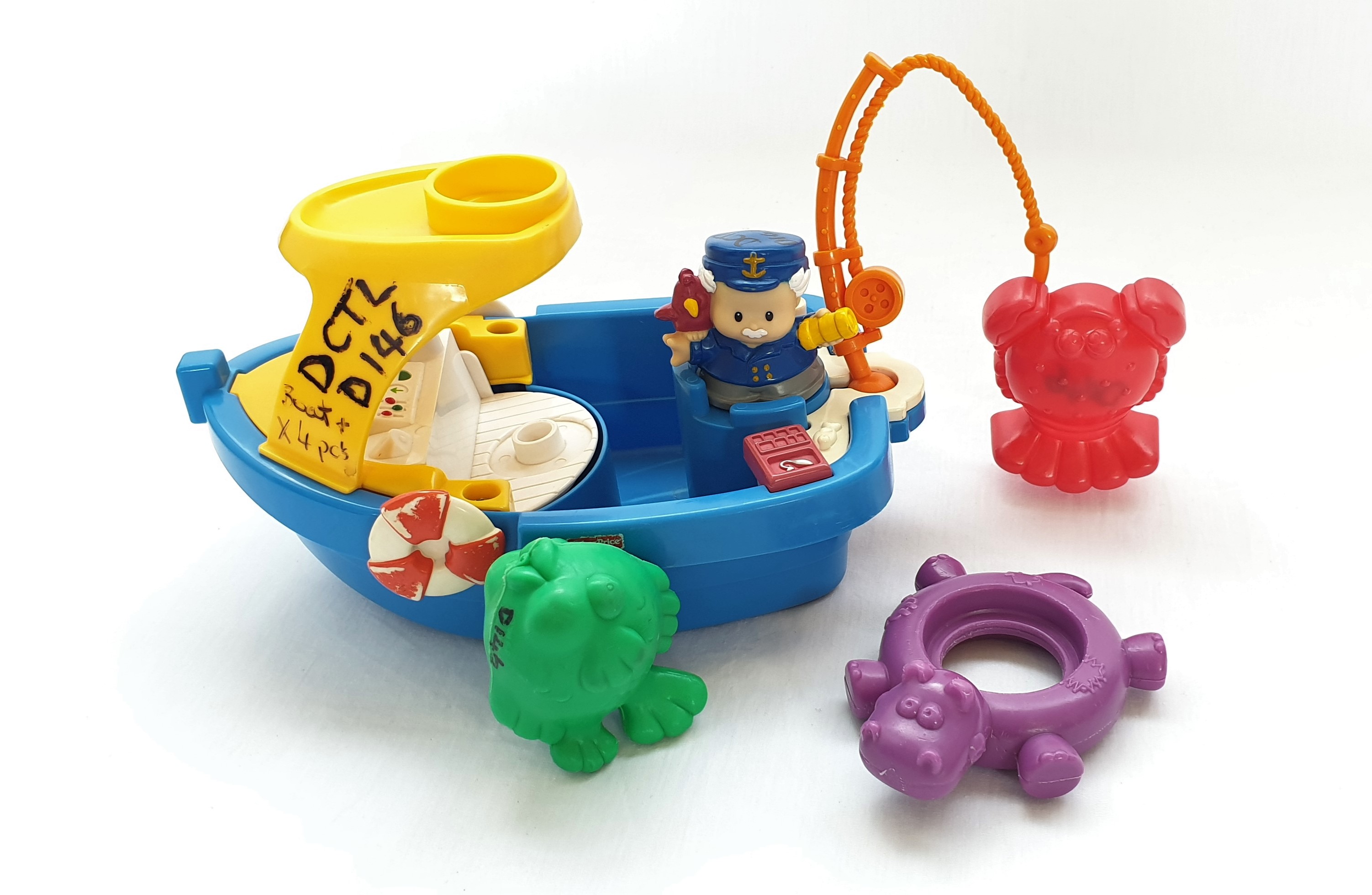 Little People FLOATY BOAT Toy Fisher Price Sea Captain Fishing Vessel  Bathtub
